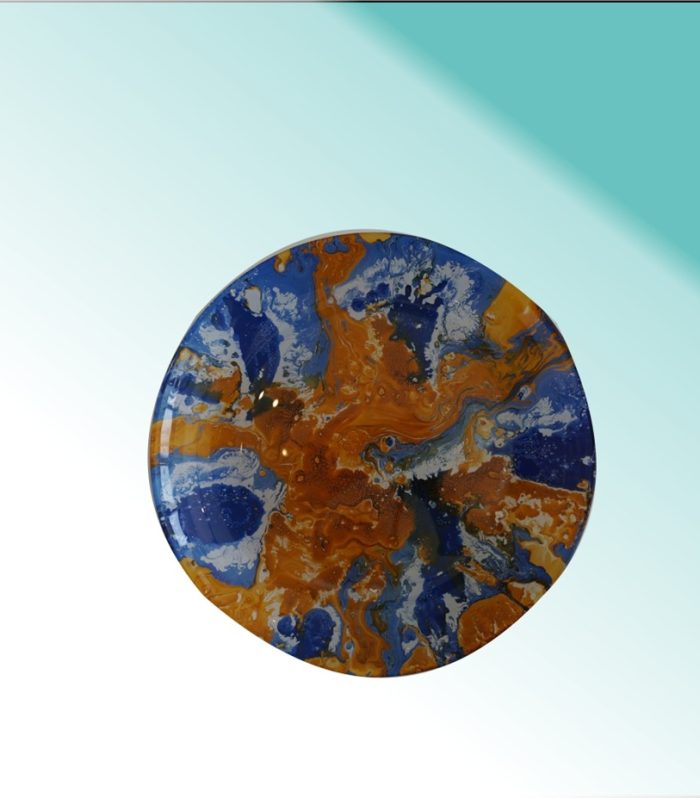 Teller hand painted 21 cm "Atlas orange blue"