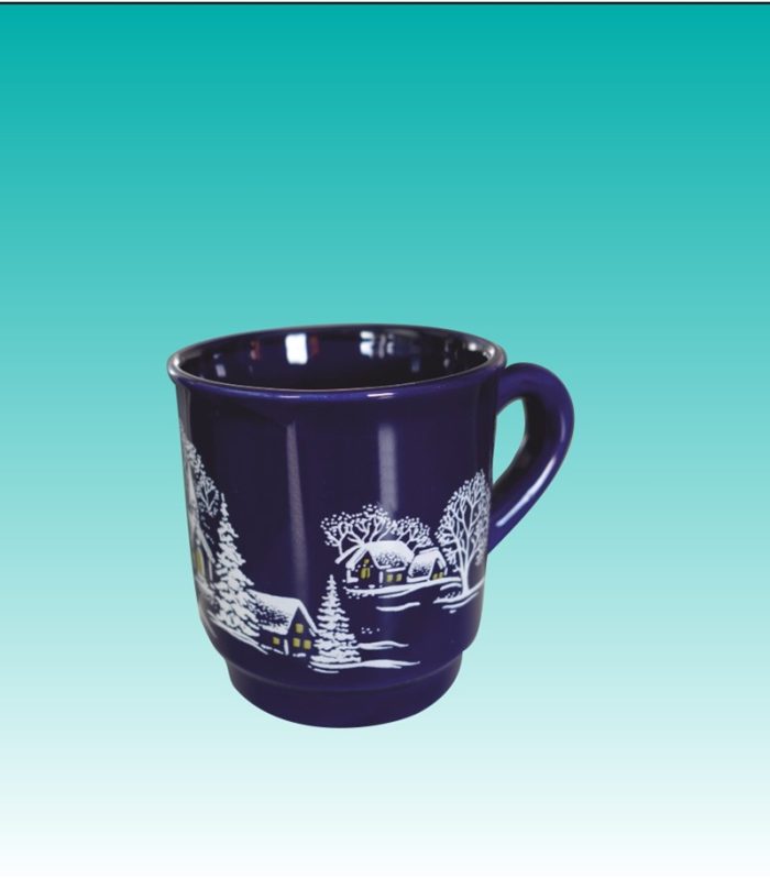 Glühweinhaferl blau 0,2 l geeicht mit Muster